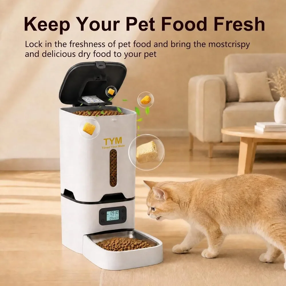 TYM Automatic Cat Feeder, 7L Large Capacity Cat Food Dispenser